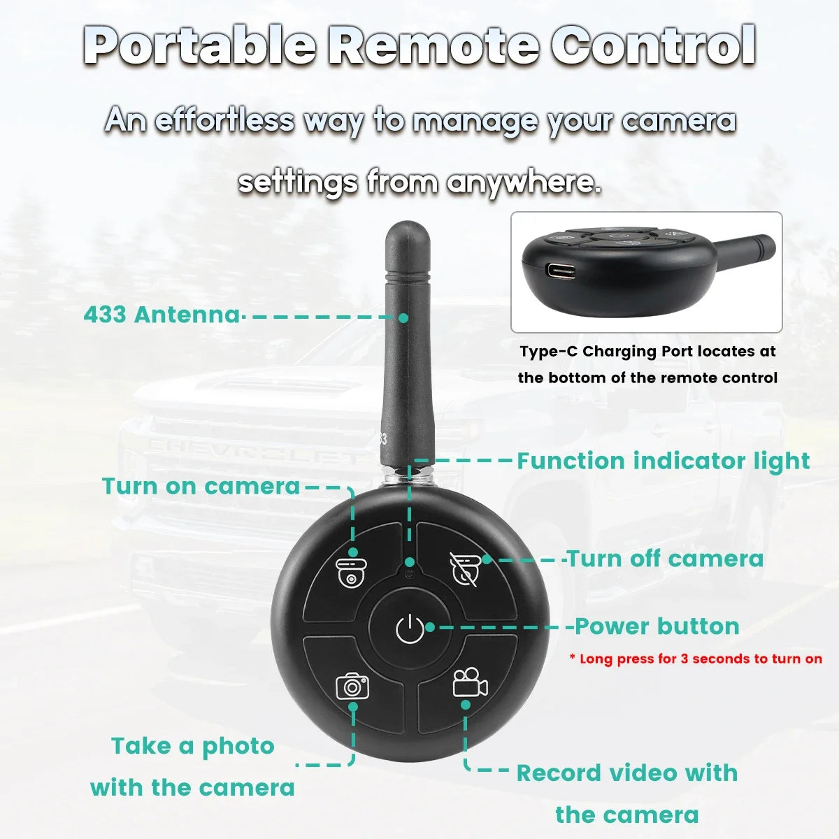 Cámara Solar Inalámbrica para Marcha Atrás