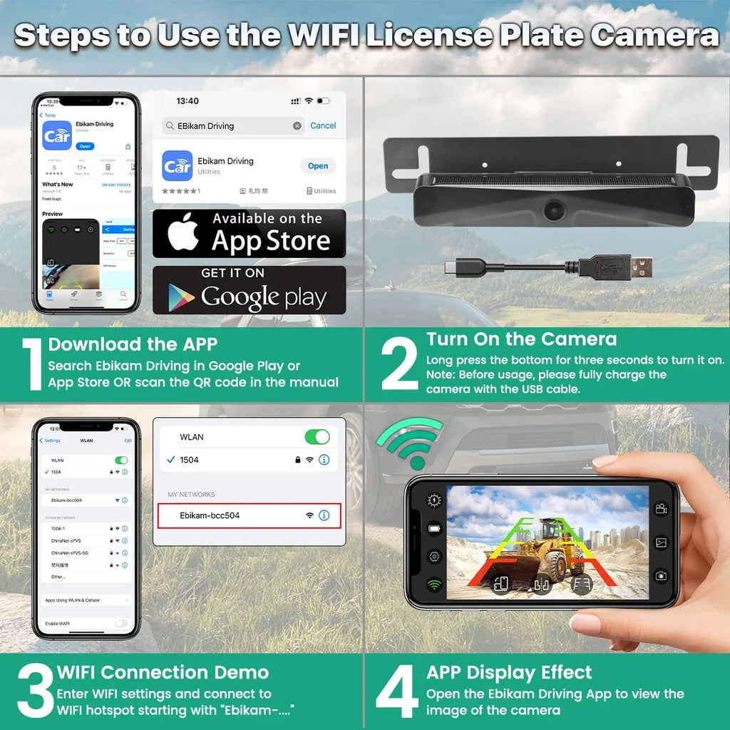 Cámara Solar Inalámbrica para Marcha Atrás