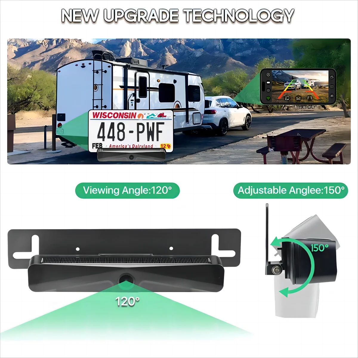 Cámara Solar Inalámbrica para Marcha Atrás